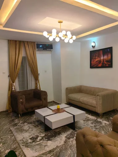 Living room with bright lights